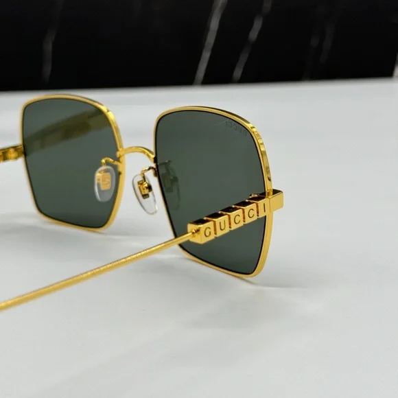 NEW GUCCI SUNGLASSES, GOLD GRAY SQUARE UNISEX EYEWEAR GUCCI - Picture 11 of 15